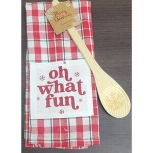 2pk Merry Christmas Kitchen Towel & Spoon (oh what fun)